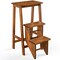 3-in-1 Rubber Wood 3 Tier Folding Step Stool Ladder Storage Shelf